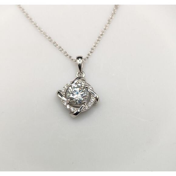 Authentic Moissanite Windmill Necklace Spring Ring Closure  925 Silver NWT - Picture 2 of 14